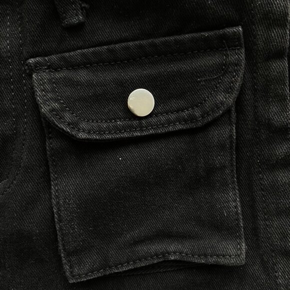 Black Denim Cargo Shorts - Picture 5 of 6